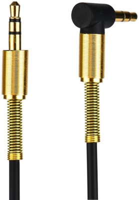 Voltegic AUX Cable 1 m ®Audio Cable, 3.5mm Jack Male To Male 90 Degree Right Angle Aux Cable(Compatible with Universal, White, One Cable)