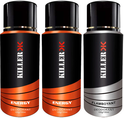 

Killer Energy, Energy and Flirtatious Deodorant 150ML Each (Pack of 3) For Men and Women Deodorant Spray Body Spray - For Men & Women(150 ml, Pack of 3)