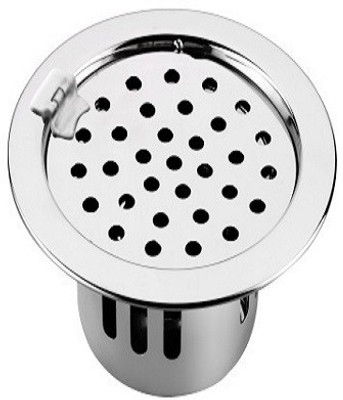 Kindle Floor Stainless Steel Push Down Strainer(12 cm Set of 1)