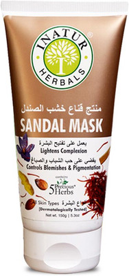 

Inatur Sandal Face Mask 150g, Lightens Complexion, Controls Blemishes & Pigmentation, All Type Skin(150 g)