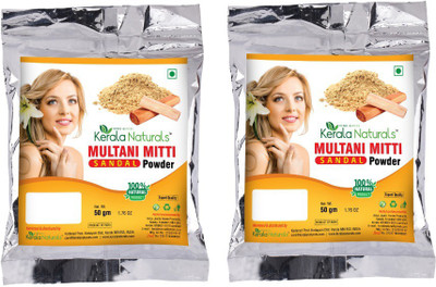 

Kerala Naturals Multani Mitti (Fullers Earth) Sandal Powder 100gm (50gm x 2 Packs) - Natural Skin Toner(100 g)