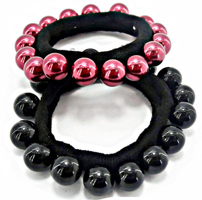 

Saaj Women Collection Hair Knot Combo Rubber Band(Black, Red)