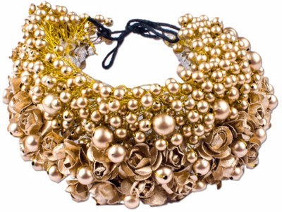 

AASA Bridal Accessories For Bun Decoration Flowers Gajra Hair Accessory Set(Gold)