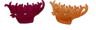 

Saaj Women Collection Plastic Flower Hair Clutcher Hair Claw(Pink, Orange)