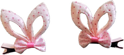 

MRUVA Hair Accessories Bunny Hair Clips for Girls - Light Pink(Pack of 2,Free Size) Hair Clip(Pink)