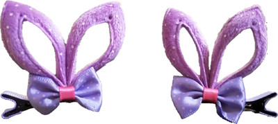 

MRUVA Hair Accessories Bunny Hair Clips for Girls - Lavender(Pack of 2,Free Size) Hair Clip(Purple)
