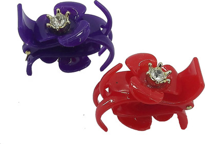 

Saaj Women Collection Plastic Flower Hair Clutcher Hair Claw(Red, Purple)
