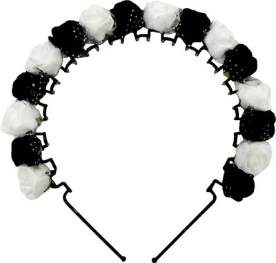 

MorningGlory Black Handmade Head Band, Hair Band(Black, White)