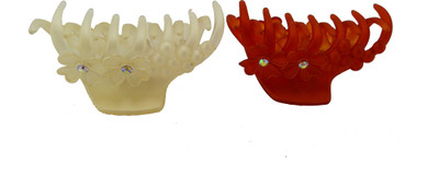 

Saaj Women Collection Plastic Flower Hair Clutcher Hair Clip(Orange, White)