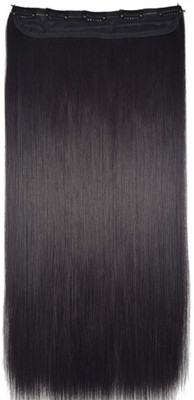 GadinFashion 5 Clip Straight Synthetic Extensions For Women/Girls/Wedding Accessories (Natural Black, 26 Inches) Hair Extension
