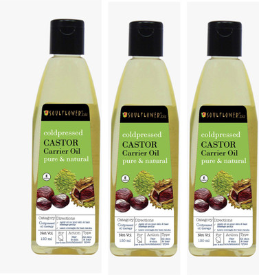 

Soulflower Coldpressed Castor Carrier Oil Set of 3 Hair Oil(360 ml)