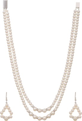 poojithajewellers Alloy White Jewellery Set(Pack of 1)