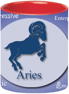 ARTBUG Ceramic Aries Zodiac Sign -360-Red Ceramic Coffee Mug(350 ml)