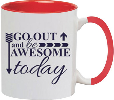 ARTBUG Go Out Ceramic -576-Red Ceramic Coffee Mug(350 ml)