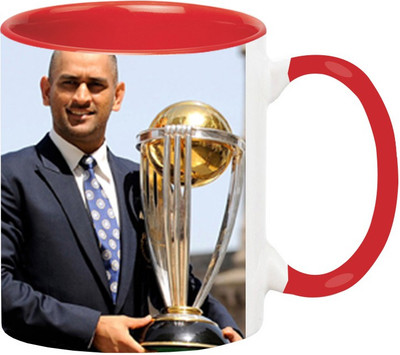 ARTBUG MS Dhoni -993-Red Ceramic Coffee Mug(350 ml)