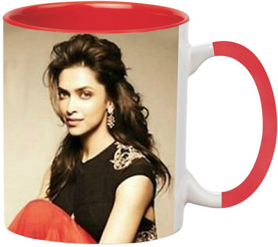 ARTBUG Deepika Padukone Ceramic -529-Red Ceramic Coffee Mug(350 ml)