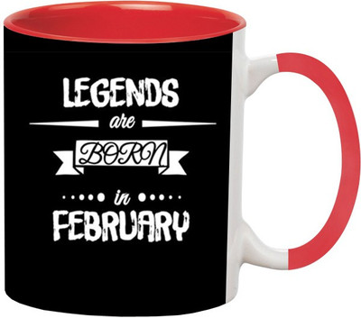 ARTBUG Legends are Born in February -802-Red Ceramic Coffee Mug(350 ml)