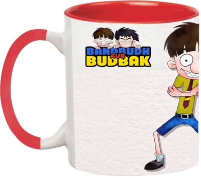 ARTBUG Bandbudh And Budbak Cartoon -2272-Red Ceramic Coffee Mug(350 ml)