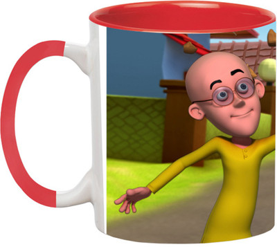 ARTBUG Motu Patlu Cartoon -2050-Red Ceramic Coffee Mug(350 ml)