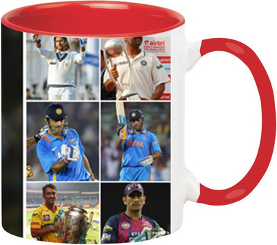 ARTBUG MS Dhoni -994-Red Ceramic Coffee Mug(350 ml)