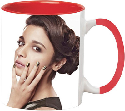 ARTBUG Alia Bhatt Ceramic -501-Red Ceramic Coffee Mug(350 ml)