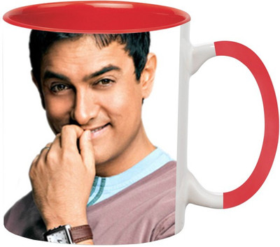 ARTBUG Aamir Khan Ceramic -509-Red Ceramic Coffee Mug(350 ml)