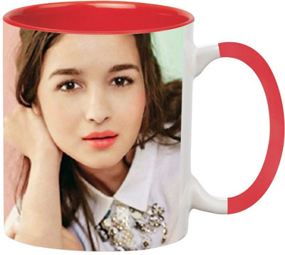 ARTBUG Alia Bhatt Ceramic -503-Red Ceramic Coffee Mug(350 ml)