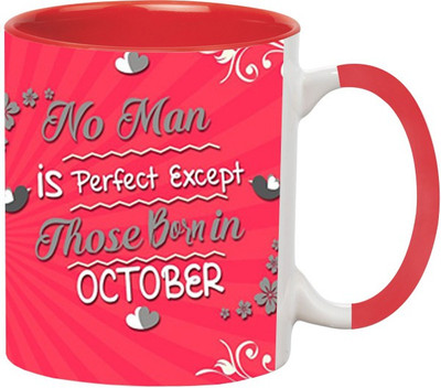 ARTBUG Man Born in October -896-Red Ceramic Coffee Mug(350 ml)
