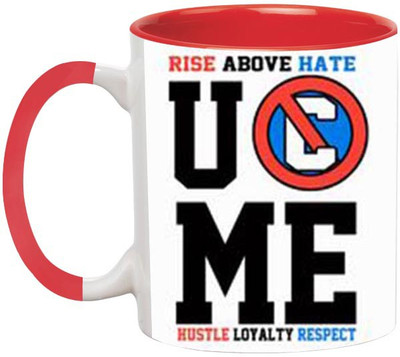 ARTBUG U and Me Rise above Hate -1877-Red Ceramic Coffee Mug(350 ml)