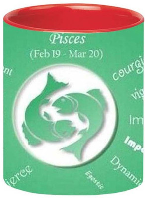 ARTBUG Ceramic Pisces Zodiac Sign -372-Red Ceramic Coffee Mug(350 ml)