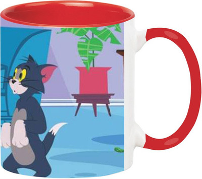 ARTBUG Tom & Jerry Cartoon -1488-Red Ceramic Coffee Mug(350 ml)