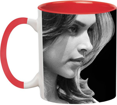 ARTBUG Deepika Padukone Ceramic -528-Red Ceramic Coffee Mug(350 ml)