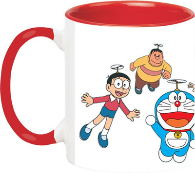 ARTBUG Doraemon Family Cartoon -1710-Red Ceramic Coffee Mug(350 ml)