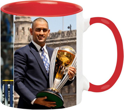 ARTBUG MS Dhoni -995-Red Ceramic Coffee Mug(350 ml)