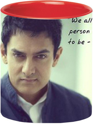 ARTBUG Aamir Khan Ceramic -512-Red Ceramic Coffee Mug(350 ml)