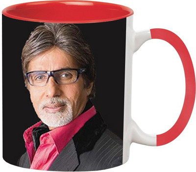 ARTBUG Amitabh Bachan Ceramic -524-Red Ceramic Coffee Mug(350 ml)