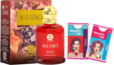 

Lyla Blanc EDP Wild Flower Perfume (100 ml) + 2 Pocket Perfume (18 ml each) Combo Offer For Women Eau de Parfum - 136 ml(For Women)