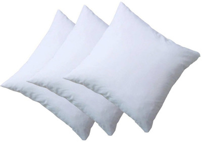 Changers Polyester Fibre Solid Cushion Pack of 3(White)