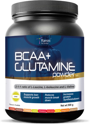 RAMINI BIONUTRITION BCAA WITH L-GLUTAMNE - 500 gms BCAA(500 g, LEMON)