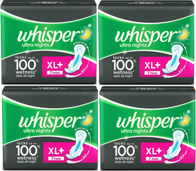 

Whisper Ultra Nights XL+ 7+7+7+7 Sanitary Pad Sanitary Pad(Pack of 4)