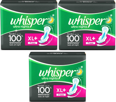 

Whisper Ultra Nights XL+7+7+7 Pad Sanitary Pad(Pack of 3)