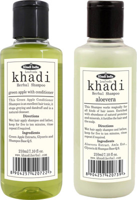 LEAFVEDA Khadi Combo Shampoo: Green Apple+Conditioner & Aloevera (420 ml)(420 ml)