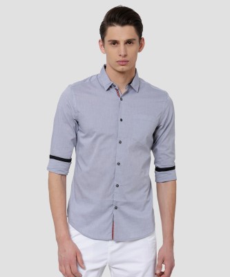 Black Coffee Men Solid Party Grey Shirt