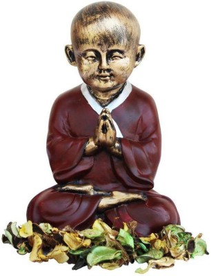 Kunti Craft Handicraft Religious Idols of Meditating Baby Monk laughing buddha Statue For Home Decor|Meditating Monk Buddha Idols|Relaxing Buddha Statue in Religios Idols & Spiritual & Festive Decor|Buddha showpieces for car dashboard, gifts, home & living room Decorative Showpiece  -  18 cm(Polyres