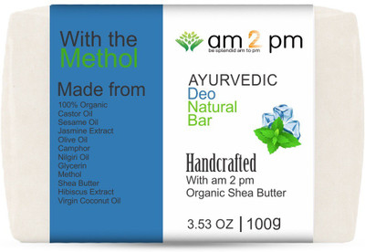 

AM2PM 100% Ayurvedic Deo Natural Bar Soap-With Methol & Shea Butter(100 g)