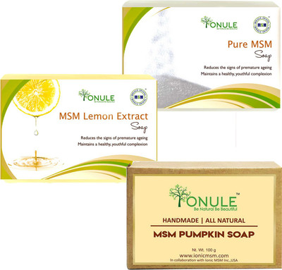 

Ionule Pure MSM For Natural Beauty, MSM Lemon Extract And Pumpkin Soap Pack of 3(300 g, Pack of 3)