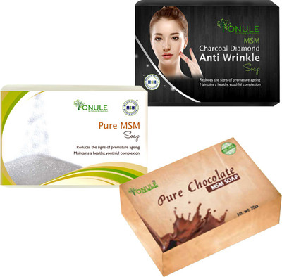 

Ionule MSM Charcoal Anti-Wrinkle, Pure MSM For Natural Beauty And MSM Chocolate Soap Pack of 3(300 g, Pack of 3)