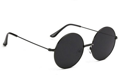 SHAAH COLLECTIONS Round Sunglasses(For Men & Women, Black)