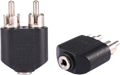 Fedus TV-out Cable 2 RCA Male to 3.5 mm Aux Stereo Female Jack Connector Convered(Black, For TV)