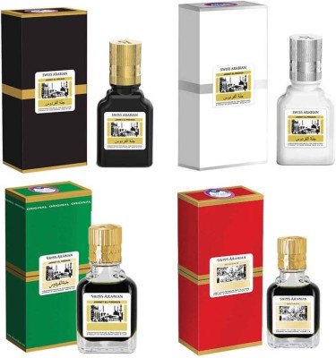 Swiss Arabian Jannat ul Firdaus 9ml Attar Black, Red, Green & White Combo Pack Floral Attar(Floral)